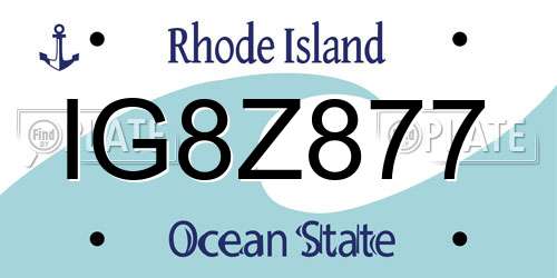 IG8Z877 Rhode Island License Plate