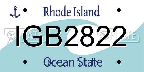 IGB2822 Rhode Island License Plate