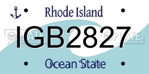 IGB2827 Rhode Island License Plate