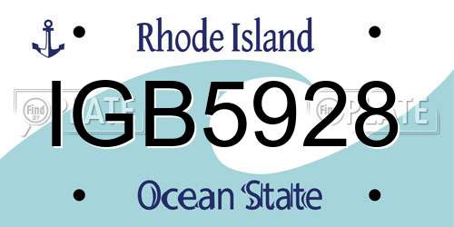 IGB5928 Rhode Island License Plate