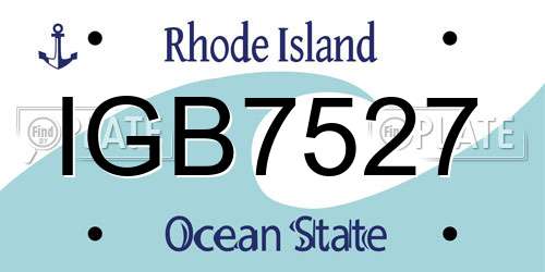 IGB7527 Rhode Island License Plate