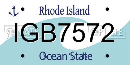 IGB7572 Rhode Island License Plate