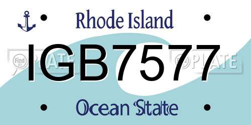 IGB7577 Rhode Island License Plate