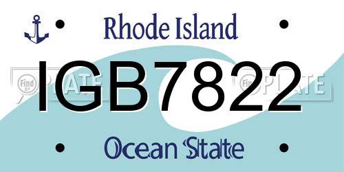 IGB7822 Rhode Island License Plate