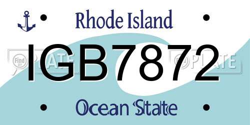 IGB7872 Rhode Island License Plate