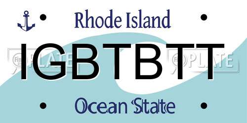 IGBTBTT Rhode Island License Plate