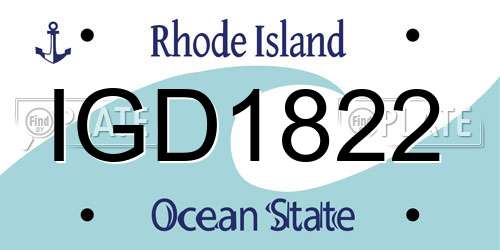 IGD1822 Rhode Island License Plate
