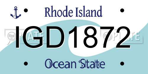 IGD1872 Rhode Island License Plate