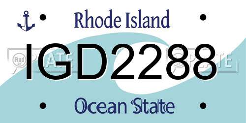 IGD2288 Rhode Island License Plate