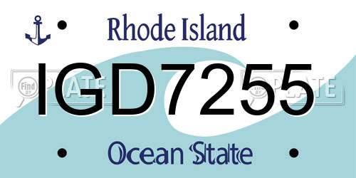 IGD7255 Rhode Island License Plate