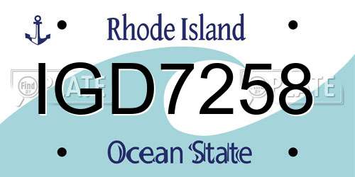 IGD7258 Rhode Island License Plate