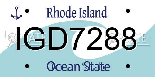IGD7288 Rhode Island License Plate
