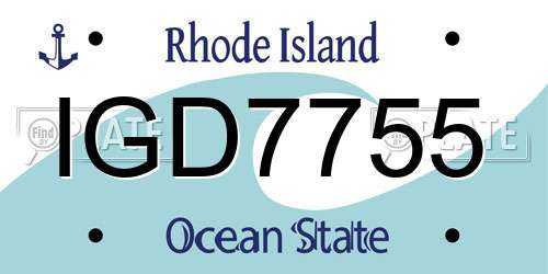IGD7755 Rhode Island License Plate