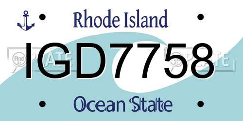 IGD7758 Rhode Island License Plate