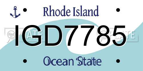 IGD7785 Rhode Island License Plate
