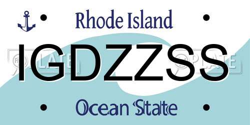IGDZZSS Rhode Island License Plate