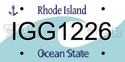 IGG1226 Rhode Island License Plate