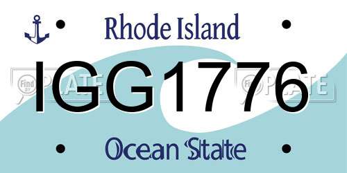IGG1776 Rhode Island License Plate