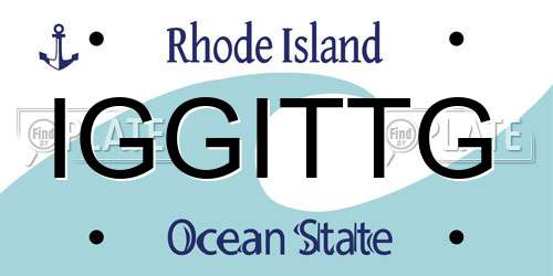 IGGITTG Rhode Island License Plate