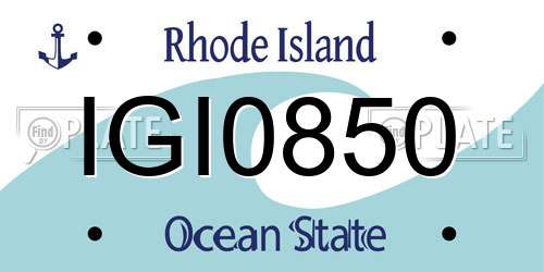 IGI0850 Rhode Island License Plate