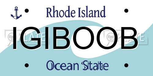 IGIBOOB Rhode Island License Plate