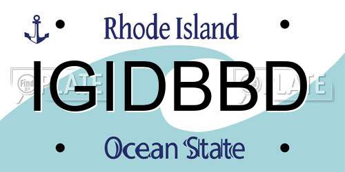 IGIDBBD Rhode Island License Plate