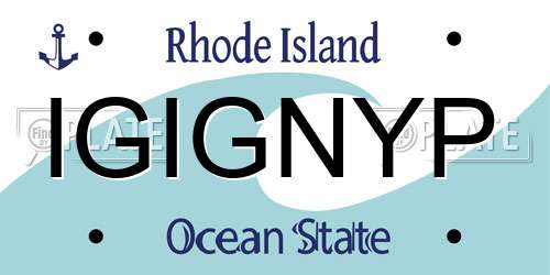 IGIGNYP Rhode Island License Plate
