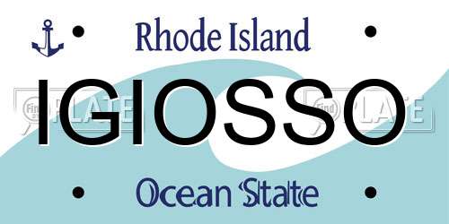 IGIOSSO Rhode Island License Plate