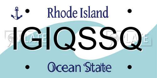 IGIQSSQ Rhode Island License Plate