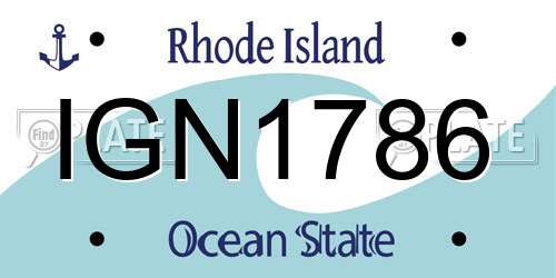 IGN1786 Rhode Island License Plate