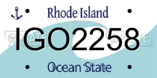 IGO2258 Rhode Island License Plate