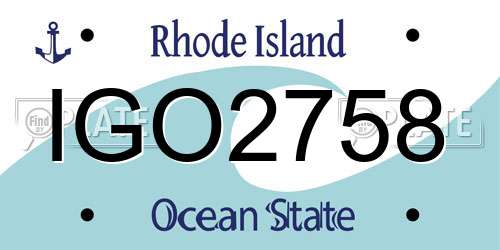 IGO2758 Rhode Island License Plate