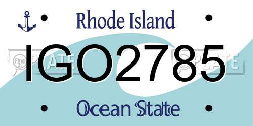 IGO2785 Rhode Island License Plate