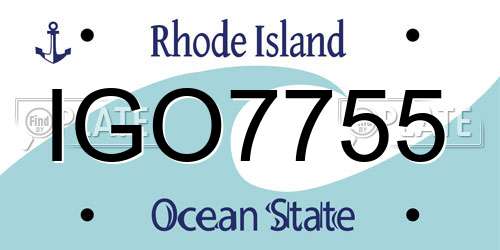 IGO7755 Rhode Island License Plate