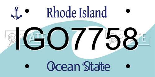 IGO7758 Rhode Island License Plate