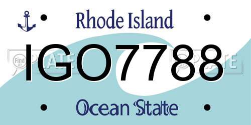 IGO7788 Rhode Island License Plate