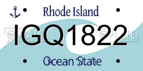 IGQ1822 Rhode Island License Plate