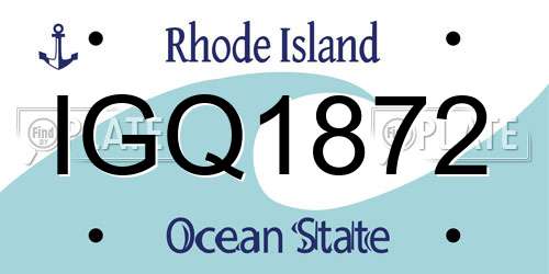 IGQ1872 Rhode Island License Plate