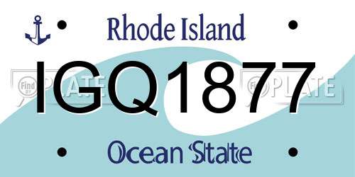 IGQ1877 Rhode Island License Plate