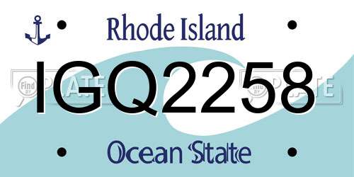 IGQ2258 Rhode Island License Plate