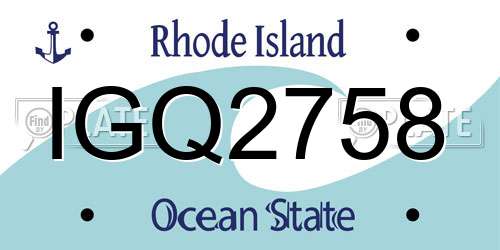 IGQ2758 Rhode Island License Plate