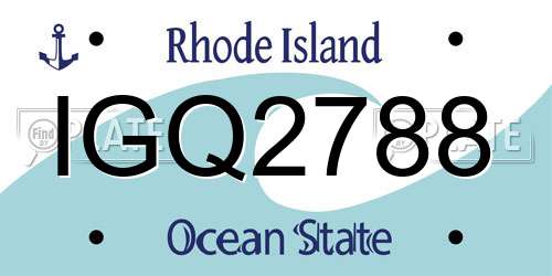 IGQ2788 Rhode Island License Plate