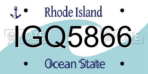 IGQ5866 Rhode Island License Plate