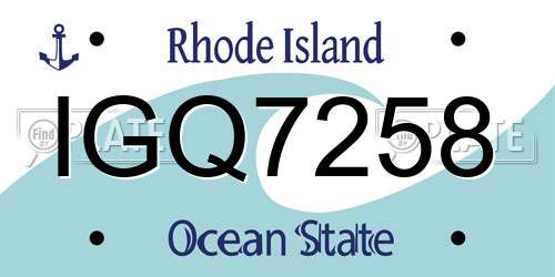 IGQ7258 Rhode Island License Plate