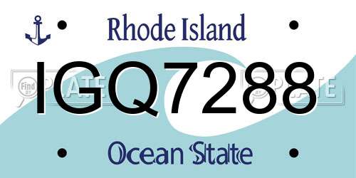 IGQ7288 Rhode Island License Plate