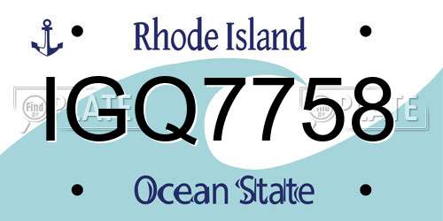 IGQ7758 Rhode Island License Plate