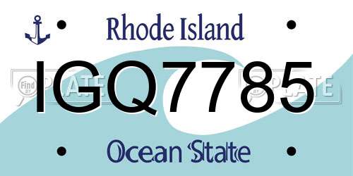 IGQ7785 Rhode Island License Plate