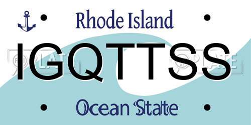 IGQTTSS Rhode Island License Plate