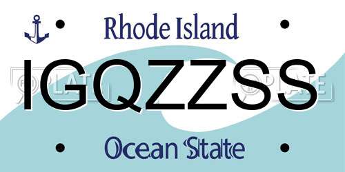 IGQZZSS Rhode Island License Plate