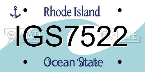 IGS7522 Rhode Island License Plate